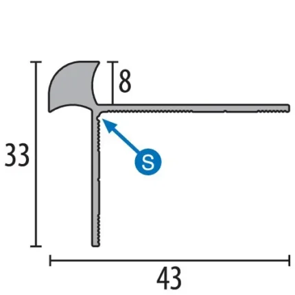 Profil treapta Küberit 875 | nas 33 x 33 mm, inclusiv negru RAL 9005 – bare 2,5 / 5 m