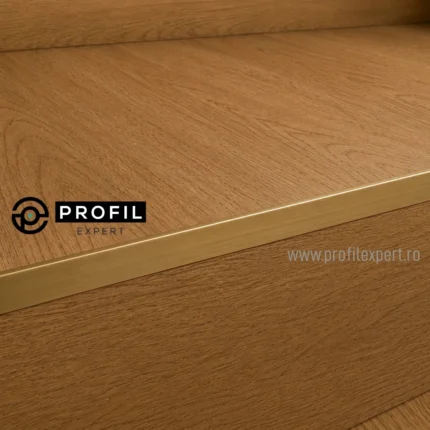 Profil treapta parchet din alama Trimtec TR Profilitec | profil de treapta minimalist pentru parchet lemn si SPC – alama mata, 14 inaltimi 2–30 mm, bara 2,7 m