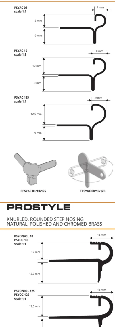 Profil treapta Prostyle Progress Profiles | inox si aluminiu, si pentru placi subtiri KL | bara 2,7 m