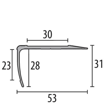 Profil treapta Küberit 713 Reno-TK | nas 31 x 31 mm cu insert, montaj peste treapta veche – bara 3 m