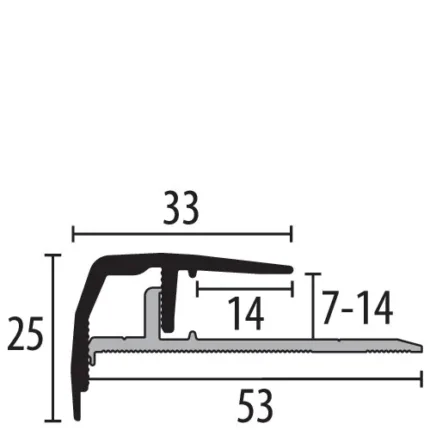 Profil treapta cu clip Step-Clip Champion Küberit 510 | nas 33 x 25 mm, si decor lemn – bare 1 / 3 m