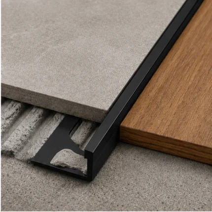 Profil trecere negru mat la acelasi nivel Kerajolly KJ Profilitec | gresie–parchet, gresie–mocheta, gresie–marmura – bara 2,7 m