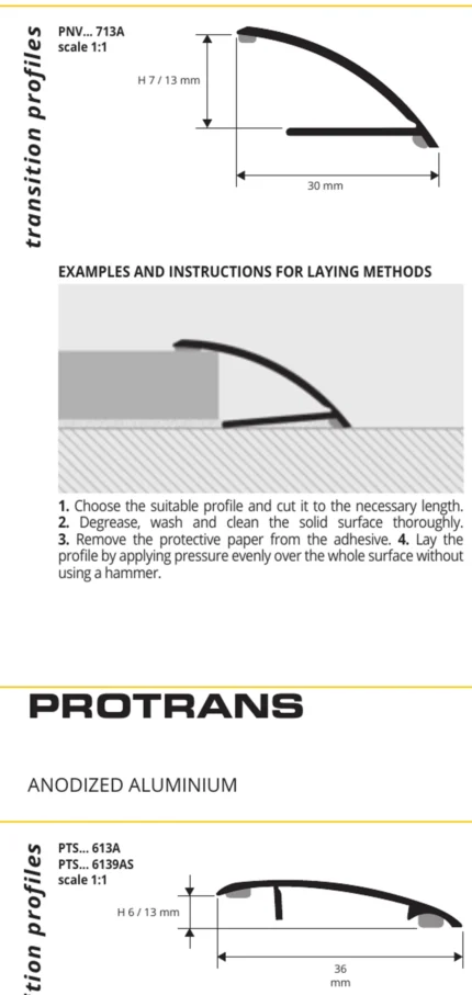 Profil trecere Pronivo Progress Profiles | aluminiu | bara 2,7 m