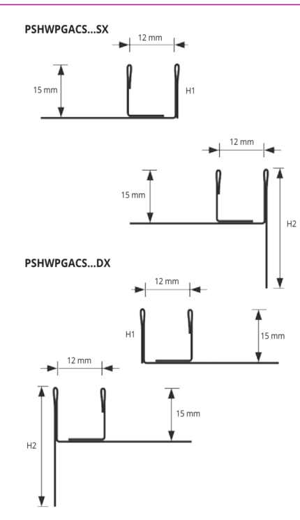 Profil compensare panta dus cu canal pentru sticla Proshower Glass Progress Profiles | inox satinat sau aluminiu Stone Line, DX/SX | walk-in