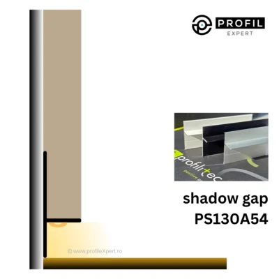 Perete plutitor cu plinta retrasa PLANO PS Profilitec | shadow gap la baza peretelui, PS130 / PS700 / PS1000, negru alb argintiu – bara 2,7 m