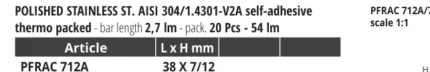 Profil trecere autoadeziv Profloor 712 Progress Profiles | inox si aluminiu | bara 2,7 m