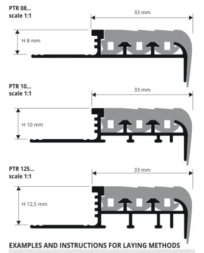 Profil nas treapta Prostair Progress Profiles | inox si aluminiu, variante GRIP, LED, 50 | bara 2,7 m