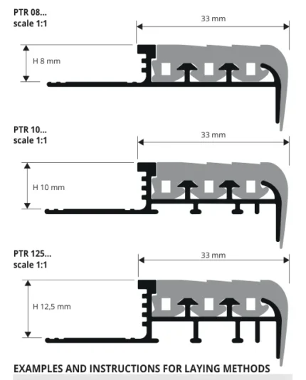 Profil nas treapta Prostair Progress Profiles | inox si aluminiu, variante GRIP, LED, 50 | bara 2,7 m