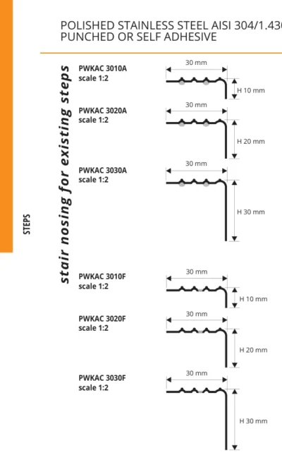 Profil treapta Prowalk Progress Profiles | alama lucioasa si aluminiu anodizat | bara 2,7 m