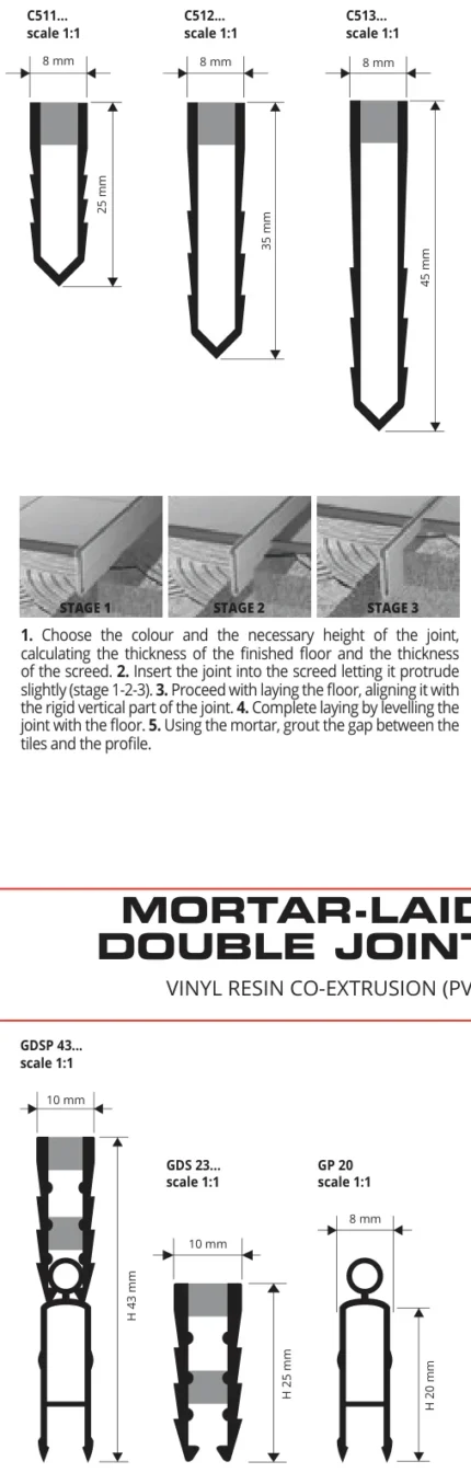 Rosturi dilatatie slefuibile montaj sapa Progress Profiles | RVC, dublu silicon, plin | bara 2,5 m