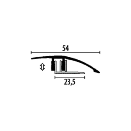 Profil diferență de nivel Küberit 586 Euro-Clip | SET complet TOP + bază inclusă, pardoseli 6-16 mm – bare 0,9-3 m