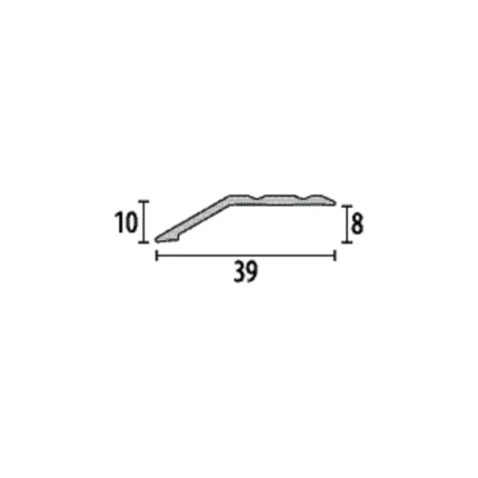 Profil terminatie laminat Küberit 244 | inchidere margine pardoseli pana la 8 mm, 39 x 8 mm, autoadeziv sau cu surub – bare 0,9-3 m