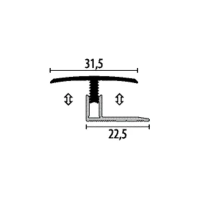 Profil trecere Mono-Clip Küberit 558 | SET complet TOP + ghidaj inclus, pardoseli 7-12 mm, 31,5 mm – bare 0,9-3 m