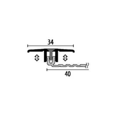 Profil trecere PPS Küberit 388 | sistem cu surub AS 5-11,5 mm sau XXL 7-18 mm, cu piese de colt – bare 0,9-3 m