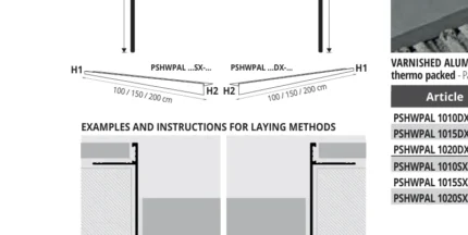 Profil compensare panta dus walk-in Proshower Progress Profiles | inox satinat sau aluminiu Stone Line, DX/SX