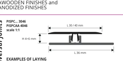 Prag slim LVT SOL 30P Progress Profiles | L 30-40 mm, sistem PROINSERT, decor lemn