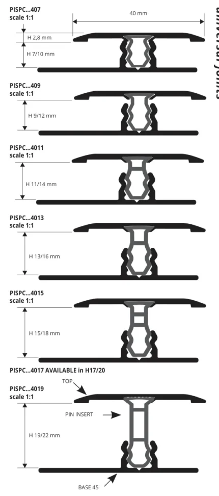 Prag parchet si LVT SOL 40P Progress Profiles | aluminiu decor lemn, insert PIN antiderapant