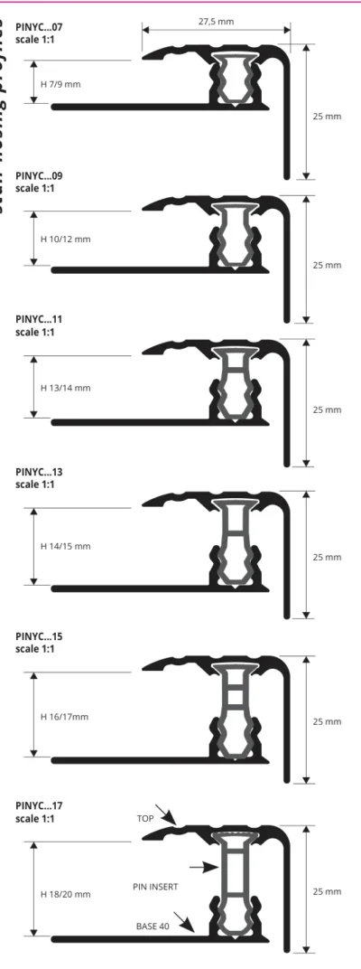 Profil treapta parchet si LVT Style Stair Progress Profiles | aluminiu decor lemn, insert PIN optional