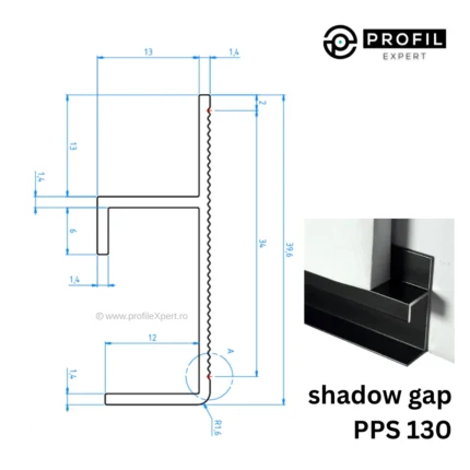 Profil lumina difuza intre placi ceramice PLANO PPS130 Profilitec | rost luminos la perete si nise de dus, pentru banda LED COB – bara 2,7 m