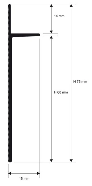 Plinta incastrata la nivel cu peretele Proskirting Ins Progress Profiles | filomuro 15 mm latime, H 60 mm, 8 finisaje – bara 2 m