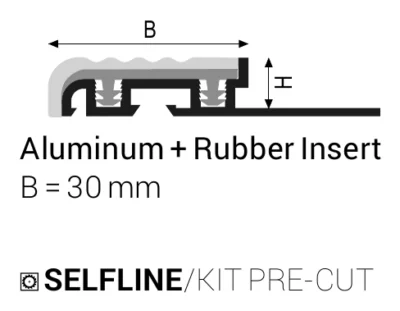 Profil treapta antiderapant Stairtec FSF Profilitec | vizibil 30 mm, aluminiu cu insertie cauciuc – bara 2,7 m