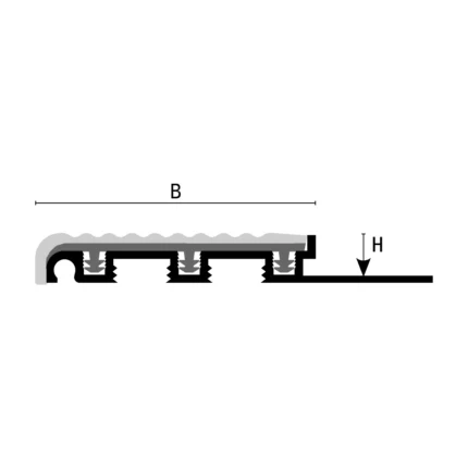 Profil treapta antiderapant Stairtec FSL Profilitec | vizibil 55 mm, insertie cauciuc lata – bara 2,7 m