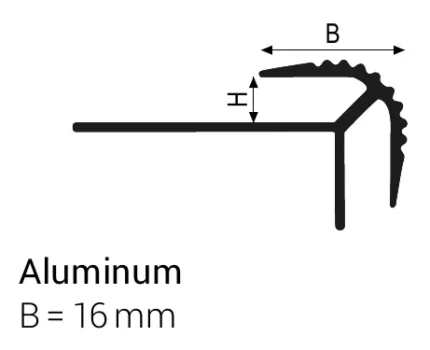 Profil treapta rotunjit LVT SPC Stairtec SVT Profilitec | vizibil 16 mm, aluminiu, talpa perforata – bara 2,7 m