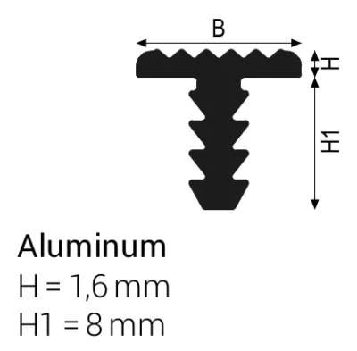Profil antiderapant trepte Stairtec SW Profilitec | vizibil 10 mm, T striat aluminiu, in rost – bara 2,7 m