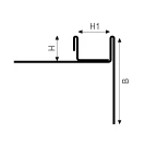 Profil compensare panta dus cu canal de sticla Showertec STKPV Profilitec | inox periat sau negru periat, 13x35 / 13x48 mm, versiuni dreapta-stanga stkpv sectiune desen - Profil compensare panta dus cu canal de sticla Showertec STKPV Profilitec | inox periat sau negru periat, 13x35 / 13x48 mm, versiuni dreapta-stanga