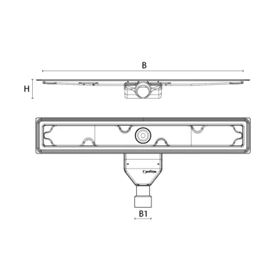 Rigola liniara dus corp Showertec Linear STL Profilitec | membrana Foiltec preatasata, iesire orizontala sau verticala, L 600-1200 mm, reglaj pentru gresie 6-20+ mm