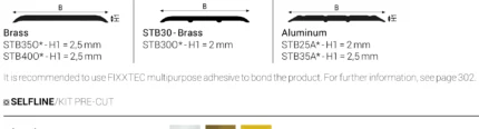 Profil trecere plat prag usa Striptec STB Profilitec | vizibil 25-40 mm, autoadeziv sau cu suruburi – bara 2,7 m