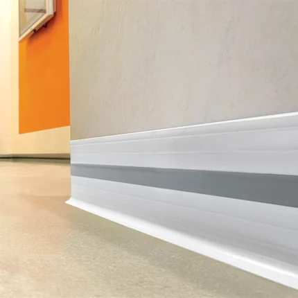 Plinta protectie din rasina Wallprotection WB Profilitec | colorata in masa, H 100 mm, combinatii alb-gri – bara 2,7 m
